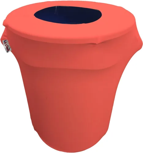 Miniatura 65 de LA Linen Cubierta para cubo de basura ajustable de elastano elástico de 32 galones, cubierta redonda para contenedor de residuos, decoración de Gris