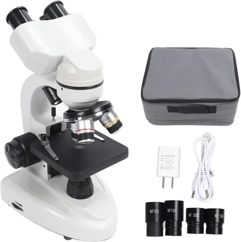 Miniatura 7 de Microscopio binocular compuesto 40X-5000X Aumento Rotación de 360 ° Sistema de iluminación ajustable Microscopios profesionales para pruebas