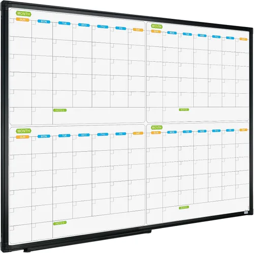 Miniatura 11 de JILoffice Calendario de Pizarra Blanca Magnética de Borrado en Seco, Planificador de Pizarra Blanca de 2 Meses 36 X 24 Pulgadas, Tablero con Marco