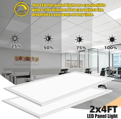 Miniatura 3 de Lámpara de techo LED de panel plano de 2 x 4, 7800 lúmenes, luz diurna súper brillante de 5000 K, 0-10 V regulable, certificación ETL, luz LED