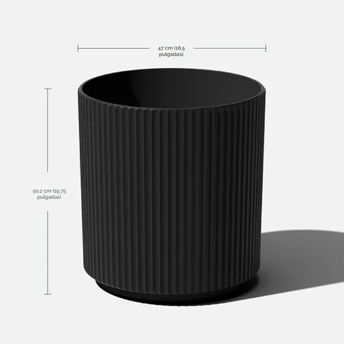 Miniatura 3 de Veradek Serie Mason Demi Plantador - Plantador Grande Redondo para Patio/Balcón Interior o Exterior Hecho de Plástico y Hormigón con Agujeros