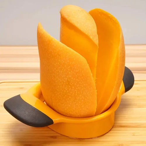 Miniatura 2 de Cortador de mango con cuchilla de acero inoxidable, divisor de frutas, mango ergonómico de agarre de goma, antideslizante, extra grande, divisor