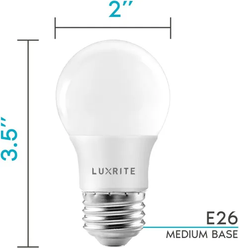 Miniatura 3 de LUXRITE Bombilla LED A15 equivalente a 40 W, 7 W, 2700 K (blanco cálido), 600 lúmenes, clasificación de accesorio cerrado, bombillas regulables