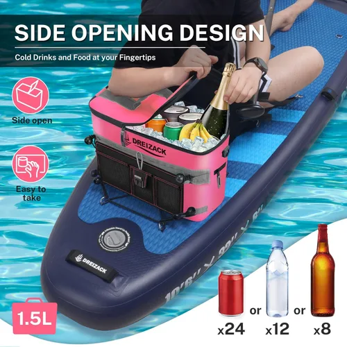 Miniatura 14 de Dreizack Enfriador de kayak detrás del asiento, enfriador impermeable para kayak, enfriador de tabla de remo, compatible con silla de césped, Verde