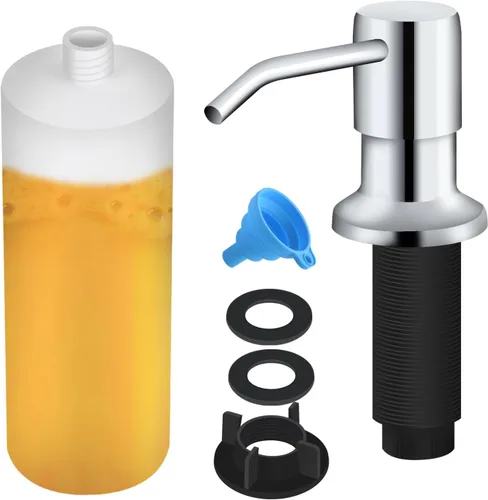 Miniatura 14 de Dispensador de jabón para fregadero de cocina, dispensador de jabón integrado con botella de 17 onzas, recambio del dispensador de jabón para Negro