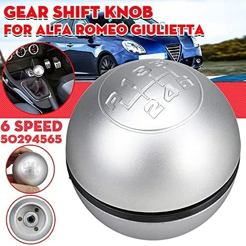Miniatura 2 de Perilla de palanca de cambios manual para coche de 6 velocidades, palanca de cambios, bola de mano para Alfa Romeo Giulietta 2010-On (plata)