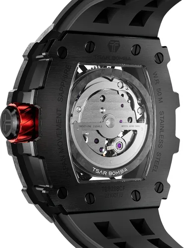 Miniatura 2 de TSAR BOMBA Relojes automáticos para hombre, 164.0 ft, impermeable, reloj mecánico japonés, reloj mecánico para hombre, movimiento Tonneau, caja