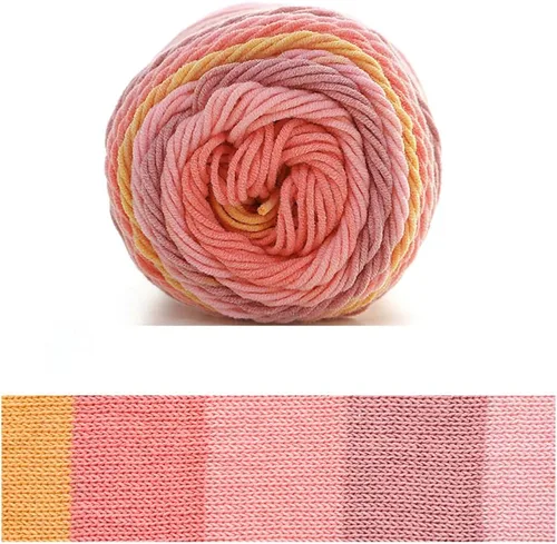 Miniatura 11 de Hilo de color de algodón para tartas, hilo multicolor arcoíris para tejer y tejer a ganchillo, 2 bolas de 7.05 oz, 45% algodón, 55% acrílico, hilo