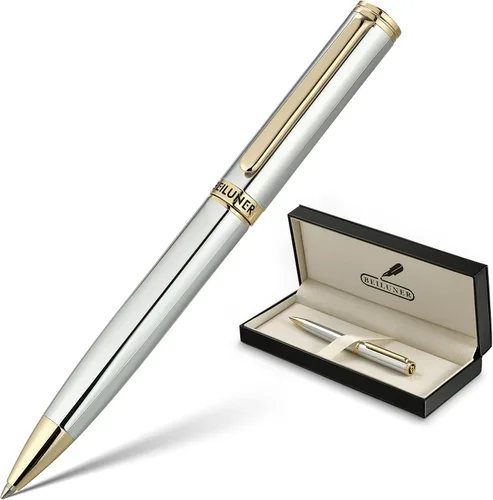 Miniatura 10 de BEILUNER Bolígrafo de gel de laca azul, impresionante bolígrafo de lujo con acabado de oro de 24 quilates, repuesto negro ADMOK, juego de regalo