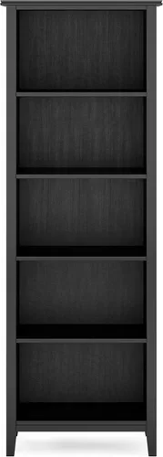 Miniatura 4 de SIMPLIHOME Estantería artesanal de madera maciza de 72 pulgadas de alto y 5 estantes en color negro, almacenamiento contemporáneo para sala