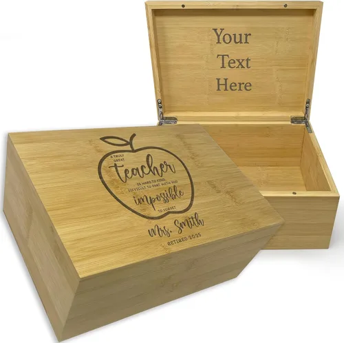 Miniatura 90 de Caja de madera grabada personalizada grande – Caja de recuerdo de madera de acacia con mensaje oculto personalizado, cajas de memoria de nogal