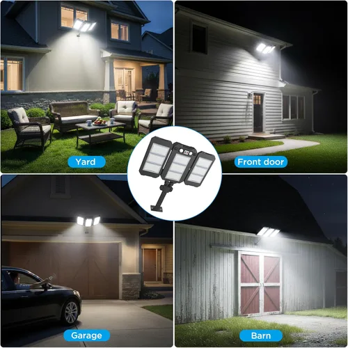 Miniatura 7 de Luces solares de inundación para exteriores, 7000 LM luces solares de brazo de aluminio súper brillantes, 6000 mAh, control remoto, luces LED