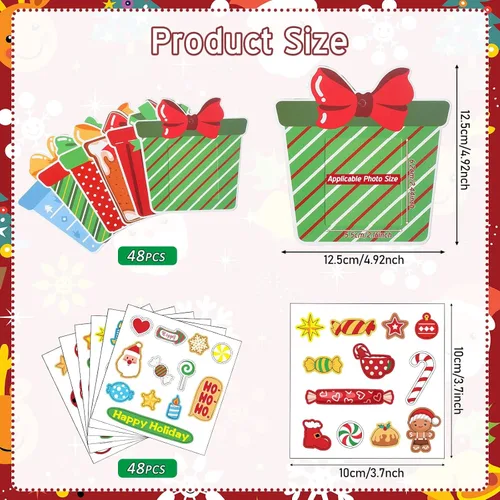 Miniatura 2 de Funrous 24 Piezas Marcos de Fotos Navideños Ornamentos Manualidades Regalo a Granel Marcos de Fotos Colgantes Ornamentos DIY de Madera Decoración