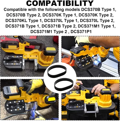 Miniatura 5 de 5140103-20 Neumático para sierra de cinta Dewalt DCS370L DCS370B DCS370K DCS370KL DCS371M1 DCS371B DCS371P1 (paquete de 2)