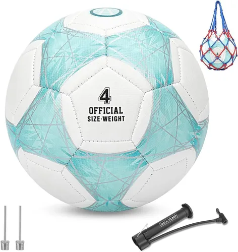 Miniatura 9 de STEEFAN Balón de fútbol verde azulado/azul/rosa, tamaño 3/4/5 para jugar al aire libre, pelota oficial de fútbol que cambia de color con agujas