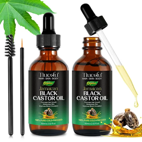 Miniatura 7 de Tiuedu Aceite de ricino negro jamaicano para el crecimiento del cabello, pestañas y cejas más gruesas, aceite de ricino para cabello, cara, cuerpo