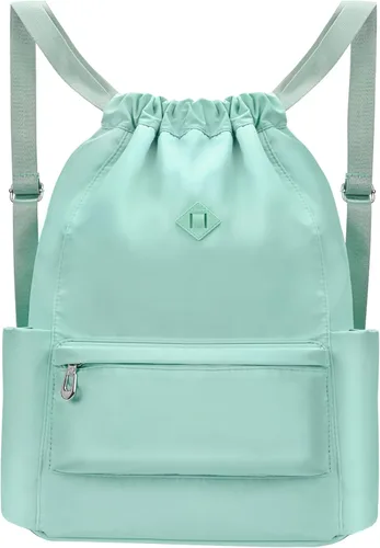 Mochila con cordón y bolsillo húmedo, mochila de gimnasio resistente al agua, bolsa de cuerda para playa, natación, para mujeres y hombres