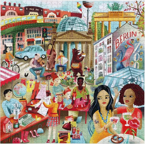 Miniatura 2 de eeBoo Berlin Life - Rompecabezas de 1000 piezas para adultos, cuadrado de 23 x 23 pulgadas, fabricado con tablero reciclado y tinta a base