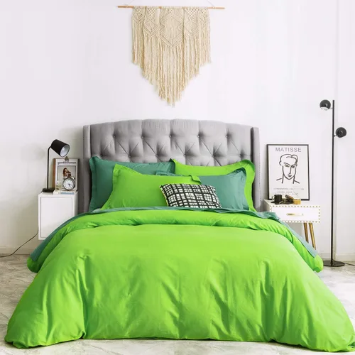 Miniatura 11 de SUSYBAO Funda de Edredón Verde Oscuro Twin 100% Algodón Juego de 2 Piezas 1 Funda de Edredón Individual Estilo Granja con Cremallera y Lazos 1 Funda