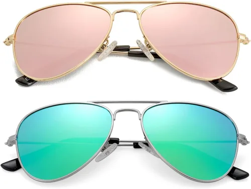 Miniatura 95 de Gleyemor Lentes de sol polarizados estilo aviador para niños y niñas, jóvenes, adolescentes, dos tamaños de 1.969 in y 2.047 in