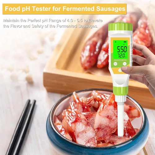 Miniatura 6 de Medidor de pH digital para alimentos Salsa picante Conservas de pH de alimentos Probador de pH de alimentos 0.01 Resolución de alta precisión