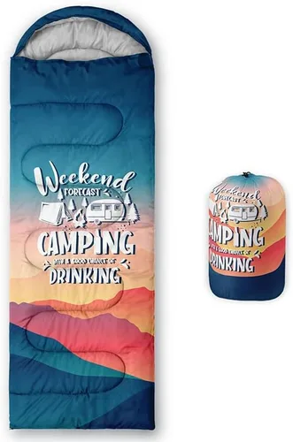 Miniatura 27 de Saco de dormir para adultos y niños, furgoneta de campamento de montaña verde, ligero, cálido, portátil, para interiores y exteriores, impermeable