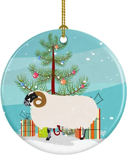 Miniatura 9 de Caroline's Treasures Adorno de cerámica de Navidad pintado o de codorniz chino, decoración colgante de árbol de Navidad verde azulado para el hogar