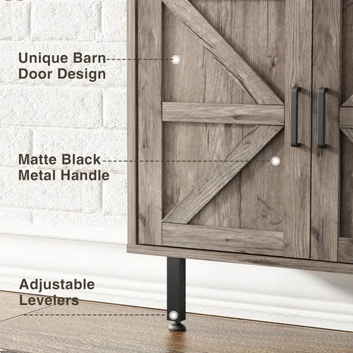 Miniatura 5 de Estantería de escalera con gabinete, estantería industrial de 6 niveles con diseño de escalera para montaje en pared con gabinete estilo granja