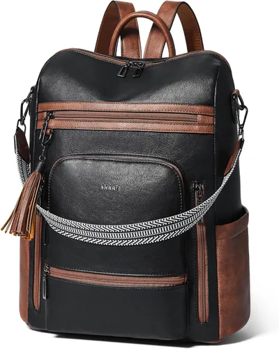 Miniatura 19 de Shrrie - Mochila vegana de cuero para laptop de 14 pulgadas para mujer, mochila de trabajo, mochila de moda, mochila de viaje, bolso para negocios