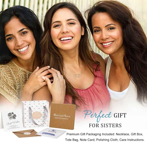 Miniatura 7 de Regalos para hermanas, collar de plata de ley con 2 círculos entrelazados para hermanas grandes y pequeñas, regalos de cumpleaños para hermanas