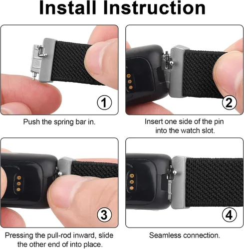 Miniatura 3 de Vancle Correas elásticas para Fitbit Inspire 3 para mujeres, bandas ajustables y transpirables de nylon elástico compatibles con Fitbit Inspire 3