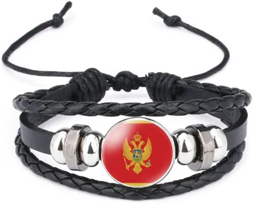 Miniatura 70 de vmcoatdu Mundial Muchas Banderas Nacionales Brazalete Retro de Aleación de Cuero para Pulsera de Cuerda Trenzada de Bandera Nacional
