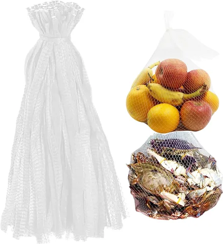 Miniatura 9 de 100 piezas de bolsas de malla reutilizables para productos, bolsa de malla para cebollas y frutas y bolsa para hervir mariscos, bolsas de Verde