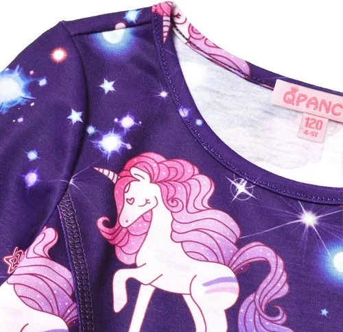 Miniatura 5 de Qpancy Vestidos a juego para muñecas y niñas, trajes de unicornio de manga larga, ropa de algodón