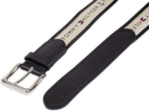 Miniatura 4 de Tommy Hilfiger - Cinturón de tela con incrustaciones de cinta para hombre, con hebilla de un solo diente