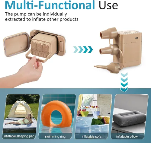 Miniatura 9 de Colchón de aire autoinflable para SUV con bomba eléctrica integrada, colchón de aire de coche para maletero, colchón portátil para automóvil