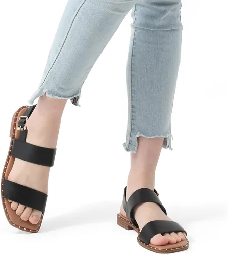 Miniatura 5 de DREAM PAIRS Sandalias planas de verano para mujer, casuales, elegantes, cómodas, sexy, con puntera cuadrada, a la moda, con tiras de una banda