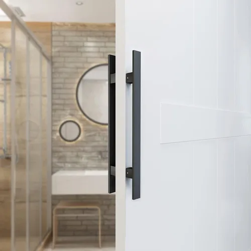 Miniatura 5 de BARNSMITH Manija de puerta de granero de 18" de empuje y tracción, manija de puerta comercial de acero inoxidable Grade-304 resistente cuadrada