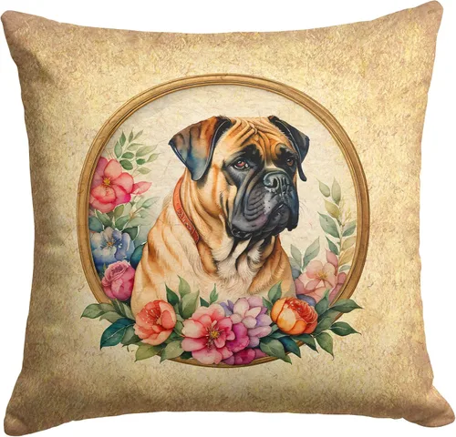 Miniatura 143 de Caroline's Treasures DAC2072PW1414 Affenpinscher and Flowers - Almohada decorativa de tela, lavable a máquina, para interiores y exteriores