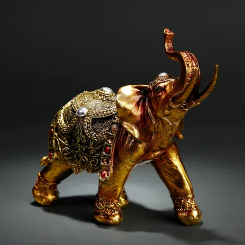 Miniatura 4 de Estatua de elefante de la suerte, decoración de elefante de 7 pulgadas, figura de elefante para decoración del hogar, única y adorno para sala