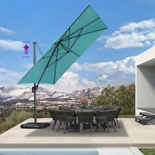 Miniatura 49 de PURPLE LEAF Sombrilla de Patio de 8 Pies para Exteriores Sombrilla Cantilever Cuadrada de Aluminio Sombrilla Offset con Rotación de 360 Grados