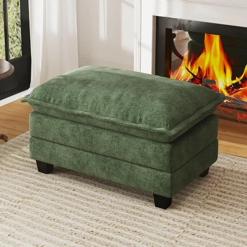 Miniatura 20 de WorthFurni Sofá Seccional Modular de 111.4", Sofá de Nube en Forma de U con 2 Otomanas Móviles, Cómodo Sofá de Chenille de Asiento Profundo