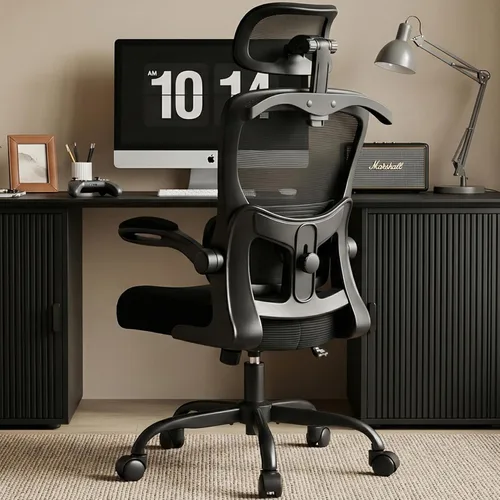 Miniatura 16 de AreShark Silla de Oficina Ergonómica con Soporte Lumbar Ajustable y Gancho para Reposacabezas, Silla de Malla Transpirable de Respaldo Alto