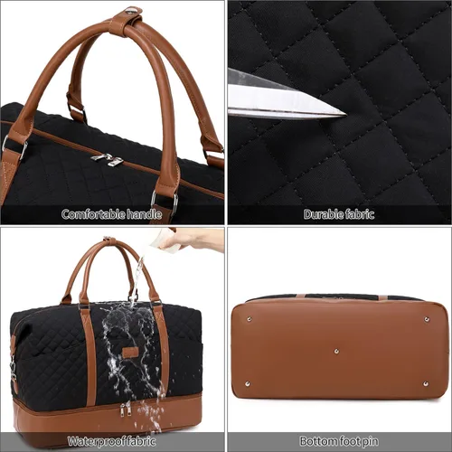 Miniatura 4 de Bolsas de fin de semana para mujer con bolsas de artículos de tocador, bolsas grandes para pasar la noche, bolsa de viaje de mano en el hombro