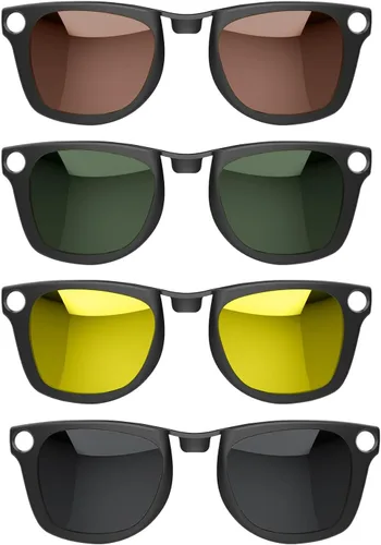 4 clips polarizados para Ray-Ban Meta Wayfarer y Gen 2 (RW4006/RW4012, M, 50-22), clip de decoloración para protección UV Meta Wayfarer Gen 2, juego
