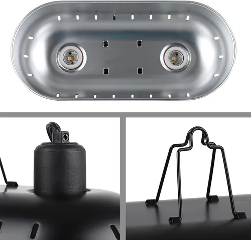 Miniatura 3 de DXOPHIEX Lámpara de doble reptil, lámpara de calor de reptil con bombilla de 150 W y emisor de calor de cerámica, lámpara de calor de doble cúpula