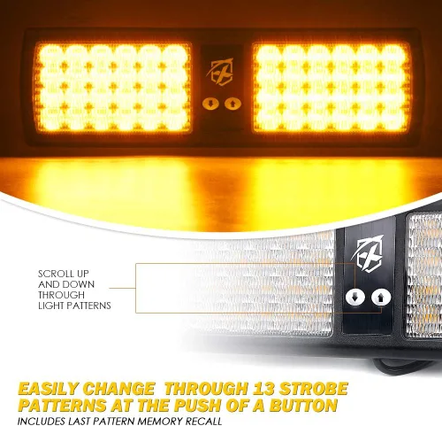 Miniatura 3 de Xprite - Luces estroboscópicas Amber de 48 LED para visor, luces interiores de parabrisas y protector solar, luces de advertencia de peligro