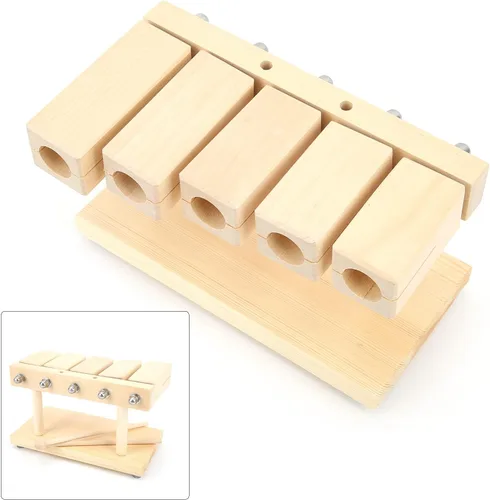 Miniatura 8 de Kuuleyn Bloque de ritmo de madera maciza con mazo, instrumento de percusión musical, bloque de percusión de madera, bloques de arce rítmico de 5