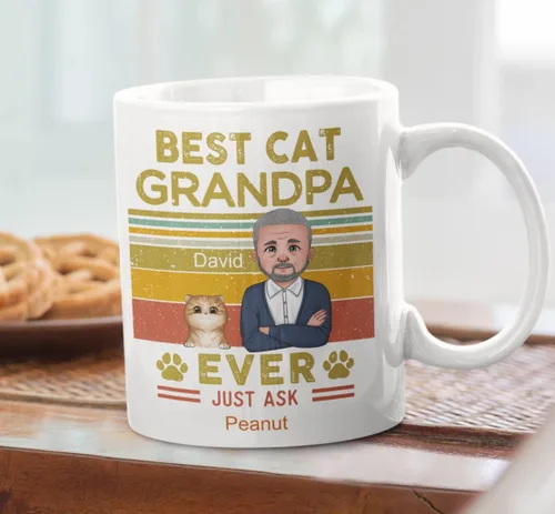 Miniatura 5 de Taza de café personalizada para los amantes de los gatos, taza personalizada con el mejor gato que papá nunca acaba de preguntar, ideas de regalos