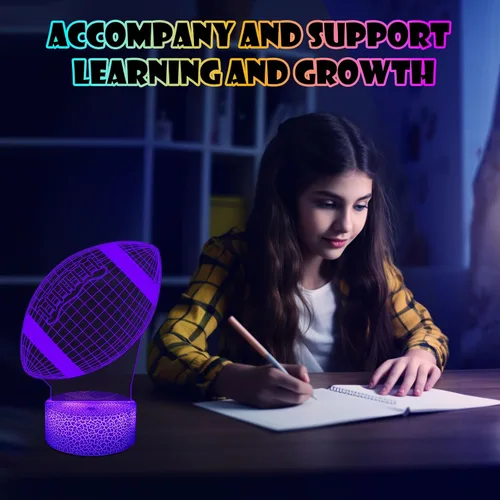 Miniatura 5 de Lámpara de ilusión 3D de fútbol, luz nocturna, 7 colores, cambio gradual automático, luces LED alimentadas por USB, regalos para niños